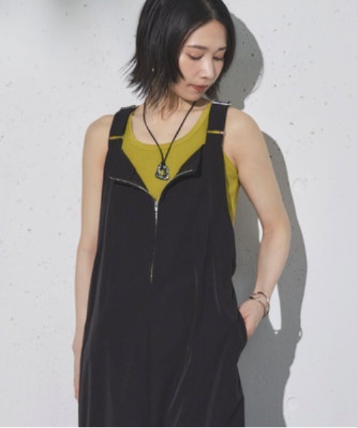 Doux archives(ドゥアルシーヴ)の「UV・接触冷感ウォッシャブルフロントZIPジャンスカ(ワンピース・レディース・カーキ/ブラック・38)」の22枚目の写真