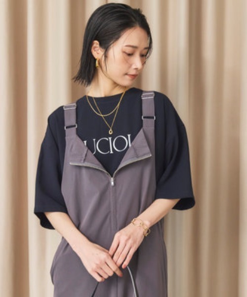 Doux archives(ドゥアルシーヴ)の「UV・接触冷感ウォッシャブルフロントZIPジャンスカ(ワンピース・レディース・カーキ/ブラック・38)」の7枚目の写真