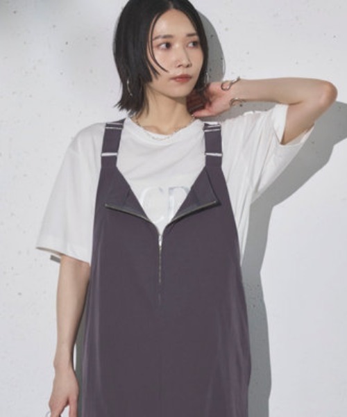 Doux archives(ドゥアルシーヴ)の「UV・接触冷感ウォッシャブルフロントZIPジャンスカ(ワンピース・レディース・カーキ/ブラック・38)」の12枚目の写真