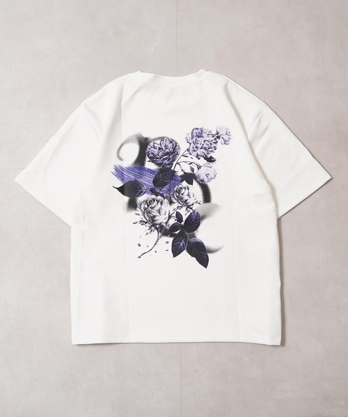 1111clothing（ワンフォークロージング）の「フラワーモチーフ バックプリント Tシャツ / Flower-Motif Back-Printed T-Shirt（Tシャツ/カットソー・メンズ・ブラック/ホワイト・M/L）」の5枚目の写真