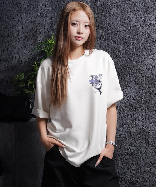 1111clothing（ワンフォークロージング）の「フラワーモチーフ バックプリント Tシャツ / Flower-Motif Back-Printed T-Shirt（Tシャツ/カットソー・メンズ・ブラック/ホワイト・M/L）」の6枚目の写真