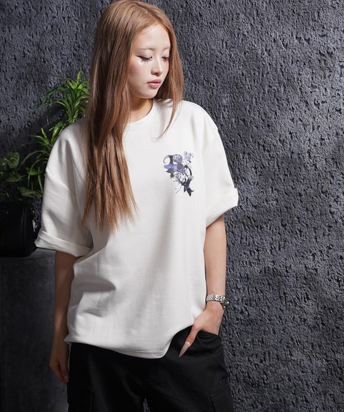 1111clothing（ワンフォークロージング）の「フラワーモチーフ バックプリント Tシャツ / Flower-Motif Back-Printed T-Shirt（Tシャツ/カットソー・メンズ・ブラック/ホワイト・M/L）」の9枚目の写真
