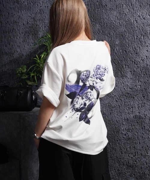 1111clothing（ワンフォークロージング）の「フラワーモチーフ バックプリント Tシャツ / Flower-Motif Back-Printed T-Shirt（Tシャツ/カットソー・メンズ・ブラック/ホワイト・M/L）」の11枚目の写真