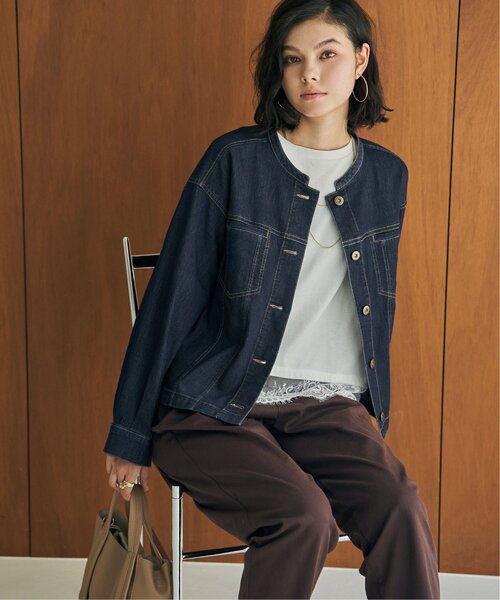 ikka（イッカ）の「メッシュデニムブルゾン【親子コーデ】（デニムジャケット・レディース・ブラック/ネイビー・M/L）」の18枚目の写真
