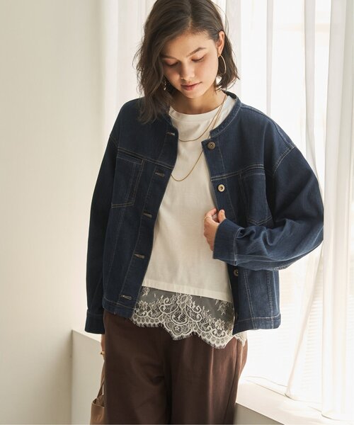 ikka（イッカ）の「メッシュデニムブルゾン【親子コーデ】（デニムジャケット・レディース・ブラック/ネイビー・M/L）」の22枚目の写真