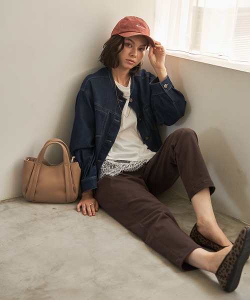 ikka（イッカ）の「メッシュデニムブルゾン【親子コーデ】（デニムジャケット・レディース・ブラック/ネイビー・M/L）」の4枚目の写真