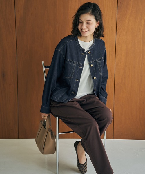 ikka（イッカ）の「メッシュデニムブルゾン【親子コーデ】（デニムジャケット・レディース・ブラック/ネイビー・M/L）」の10枚目の写真
