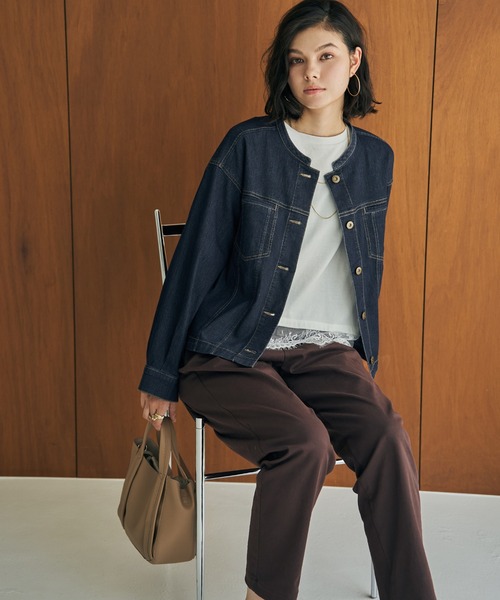 ikka（イッカ）の「メッシュデニムブルゾン【親子コーデ】（デニムジャケット・レディース・ブラック/ネイビー・M/L）」の11枚目の写真
