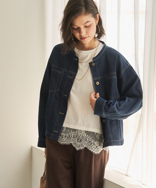 ikka（イッカ）の「メッシュデニムブルゾン【親子コーデ】（デニムジャケット・レディース・ブラック/ネイビー・M/L）」の15枚目の写真