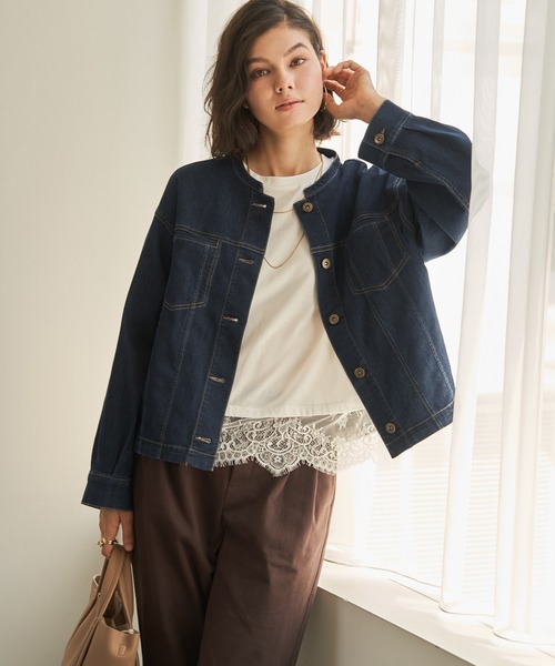 ikka（イッカ）の「メッシュデニムブルゾン【親子コーデ】（デニムジャケット・レディース・ブラック/ネイビー・M/L）」の16枚目の写真