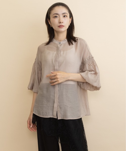 lodie(ロディ)の「バルーン袖シアーブラウス(シャツ/ブラウス・レディース・チャコールグレー/ブラック/ベージュ・FREE)」の1枚目の写真