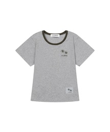[ユーネック] ローラ スモール ロゴ 配色 ユーネック 半袖Tシャツ (10カラー)
