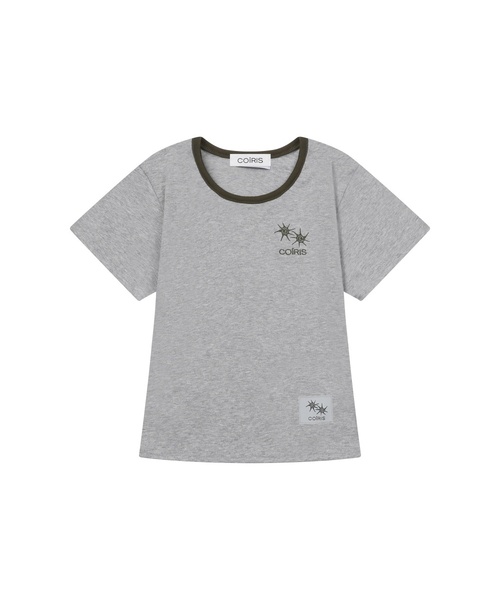 COIRIS（コイリス）の「[ユーネック] ローラ スモール ロゴ 配色 ユーネック 半袖Tシャツ (10カラー)（Tシャツ/カットソー・レディース・カーキ/ブラウン/ネイビー/ライトブルー/ホワイト/ブラック/グレー系/チャコール/ブルー/グリーン・FREE）」の4枚目の写真