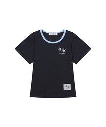 [ユーネック] ローラ スモール ロゴ 配色 ユーネック 半袖Tシャツ (10カラー)