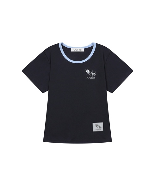 COIRIS（コイリス）の「[ユーネック] ローラ スモール ロゴ 配色 ユーネック 半袖Tシャツ (10カラー)（Tシャツ/カットソー・レディース・カーキ/ブラウン/ネイビー/ライトブルー/ホワイト/ブラック/グレー系/チャコール/ブルー/グリーン・FREE）」の9枚目の写真