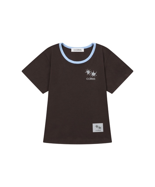 COIRIS（コイリス）の「[ユーネック] ローラ スモール ロゴ 配色 ユーネック 半袖Tシャツ (10カラー)（Tシャツ/カットソー・レディース・カーキ/ブラウン/ネイビー/ライトブルー/ホワイト/ブラック/グレー系/チャコール/ブルー/グリーン・FREE）」の5枚目の写真