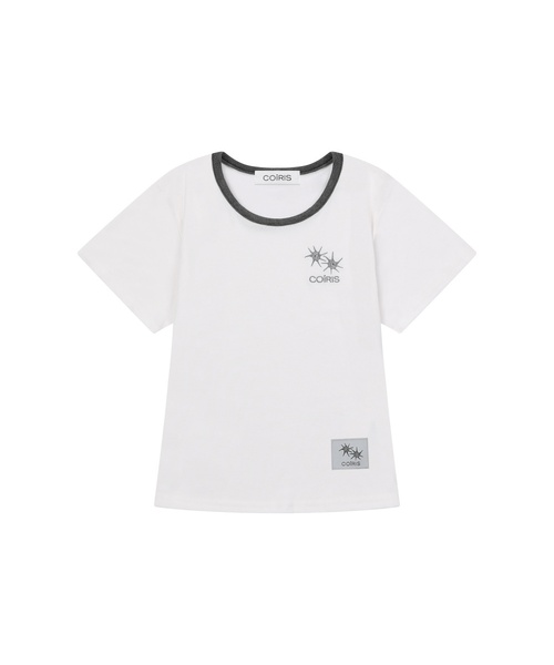 COIRIS（コイリス）の「[ユーネック] ローラ スモール ロゴ 配色 ユーネック 半袖Tシャツ (10カラー)（Tシャツ/カットソー・レディース・カーキ/ブラウン/ネイビー/ライトブルー/ホワイト/ブラック/グレー系/チャコール/ブルー/グリーン・FREE）」の2枚目の写真