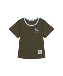 [ユーネック] ローラ スモール ロゴ 配色 ユーネック 半袖Tシャツ (10カラー)
