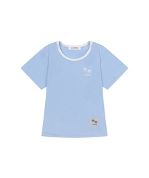 [ユーネック] ローラ スモール ロゴ 配色 ユーネック 半袖Tシャツ (10カラー)