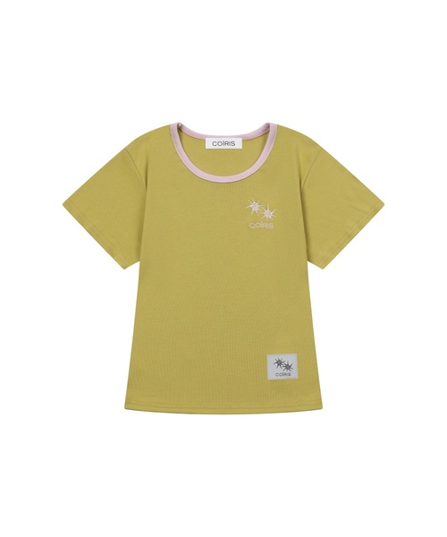 COIRIS（コイリス）の「[ユーネック] ローラ スモール ロゴ 配色 ユーネック 半袖Tシャツ (10カラー)（Tシャツ/カットソー・レディース・カーキ/ブラウン/ネイビー/ライトブルー/ホワイト/ブラック/グレー系/チャコール/ブルー/グリーン・FREE）」の7枚目の写真