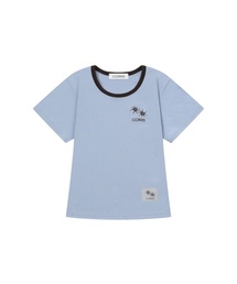 [ユーネック] ローラ スモール ロゴ 配色 ユーネック 半袖Tシャツ (10カラー)