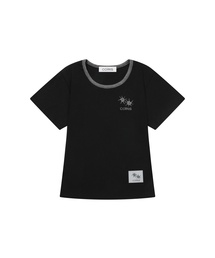 [ユーネック] ローラ スモール ロゴ 配色 ユーネック 半袖Tシャツ (10カラー)