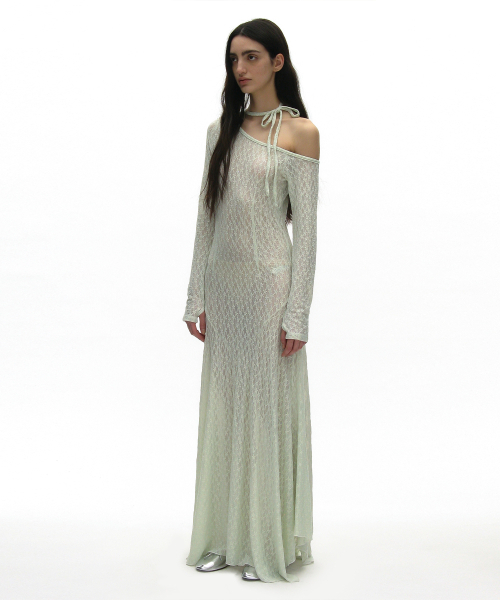 PARTIMENTO WOMEN(パルティメントウィメン)の「シアーレースタイネックマキシドレス_ミント(ワンピース・レディース・ミント・MEDIUM/SMALL)」の2枚目の写真