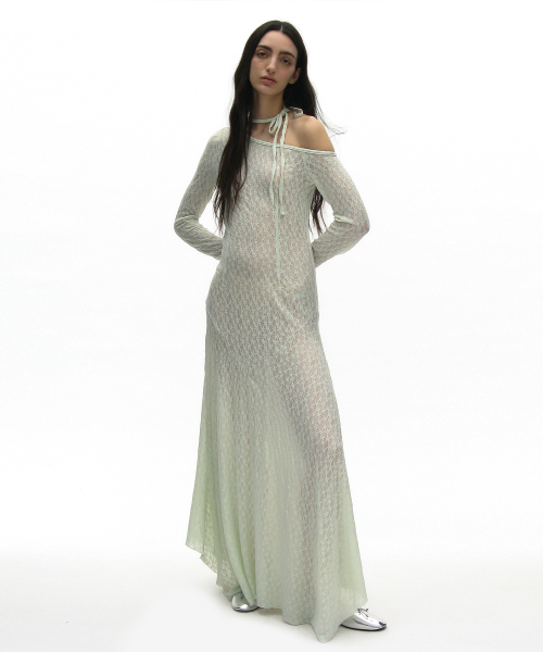 PARTIMENTO WOMEN(パルティメントウィメン)の「シアーレースタイネックマキシドレス_ミント(ワンピース・レディース・ミント・MEDIUM/SMALL)」の4枚目の写真