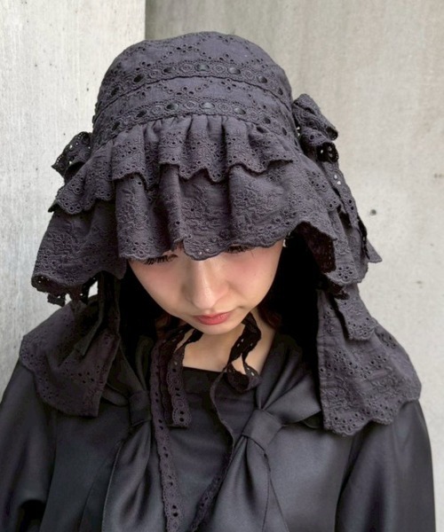 Candy Stripper（キャンディストリッパー）の「LACY SUNSHADE ハット（ハット・レディース・オフホワイト/ブラック・FREE）」の17枚目の写真