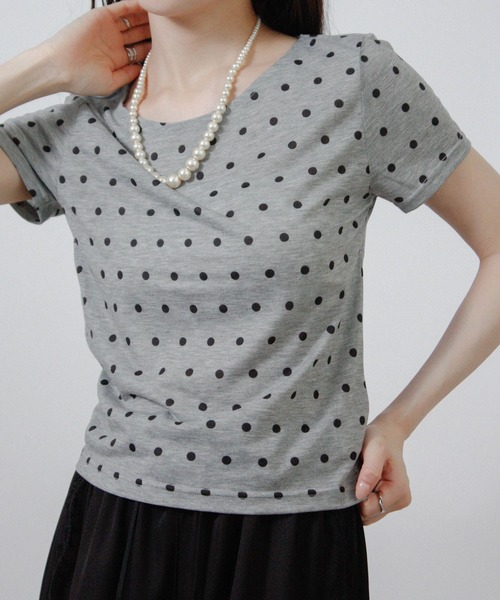 Social GIRL（ソーシャルガール）の「ドット シアーTシャツ 半袖Tシャツ（Tシャツ/カットソー・レディース・ブラック/グレー/オフホワイト・M）」の3枚目の写真