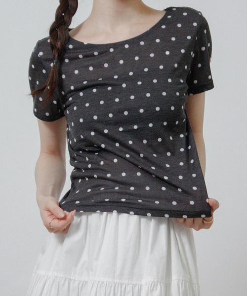 Social GIRL（ソーシャルガール）の「ドット シアーTシャツ 半袖Tシャツ（Tシャツ/カットソー・レディース・ブラック/グレー/オフホワイト・M）」の2枚目の写真