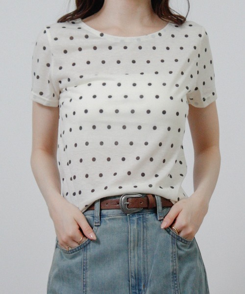 Social GIRL（ソーシャルガール）の「ドット シアーTシャツ 半袖Tシャツ（Tシャツ/カットソー・レディース・ブラック/グレー/オフホワイト・M）」の4枚目の写真
