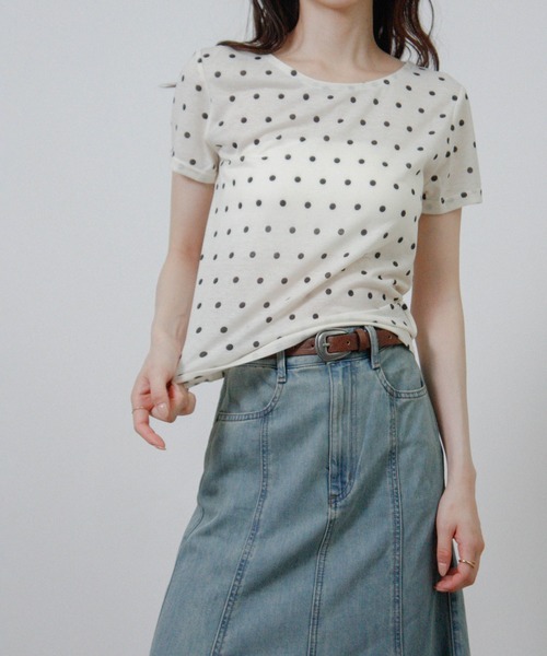 Social GIRL（ソーシャルガール）の「ドット シアーTシャツ 半袖Tシャツ（Tシャツ/カットソー・レディース・ブラック/グレー/オフホワイト・M）」の6枚目の写真