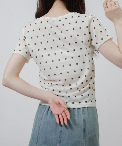 Social GIRL（ソーシャルガール）の「ドット シアーTシャツ 半袖Tシャツ（Tシャツ/カットソー・レディース・ブラック/グレー/オフホワイト・M）」の8枚目の写真