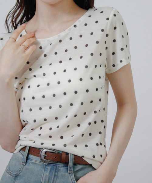 Social GIRL（ソーシャルガール）の「ドット シアーTシャツ 半袖Tシャツ（Tシャツ/カットソー・レディース・ブラック/グレー/オフホワイト・M）」の9枚目の写真