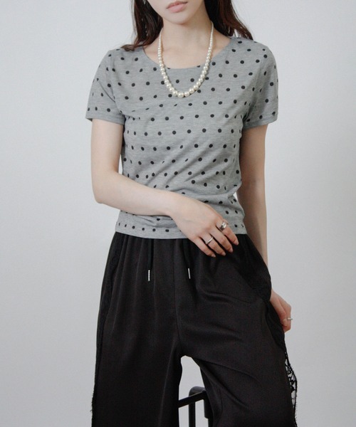 Social GIRL（ソーシャルガール）の「ドット シアーTシャツ 半袖Tシャツ（Tシャツ/カットソー・レディース・ブラック/グレー/オフホワイト・M）」の19枚目の写真