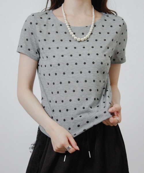 Social GIRL（ソーシャルガール）の「ドット シアーTシャツ 半袖Tシャツ（Tシャツ/カットソー・レディース・ブラック/グレー/オフホワイト・M）」の20枚目の写真