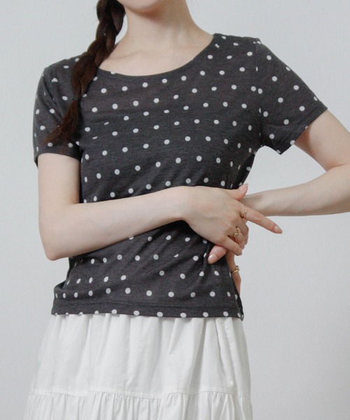 Social GIRL（ソーシャルガール）の「ドット シアーTシャツ 半袖Tシャツ（Tシャツ/カットソー・レディース・ブラック/グレー/オフホワイト・M）」の12枚目の写真
