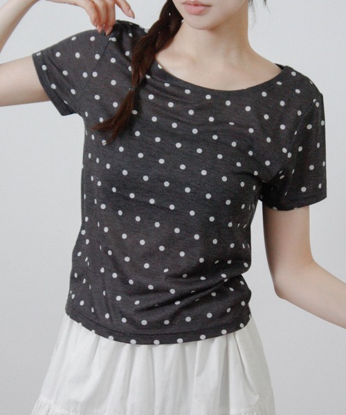 Social GIRL（ソーシャルガール）の「ドット シアーTシャツ 半袖Tシャツ（Tシャツ/カットソー・レディース・ブラック/グレー/オフホワイト・M）」の13枚目の写真