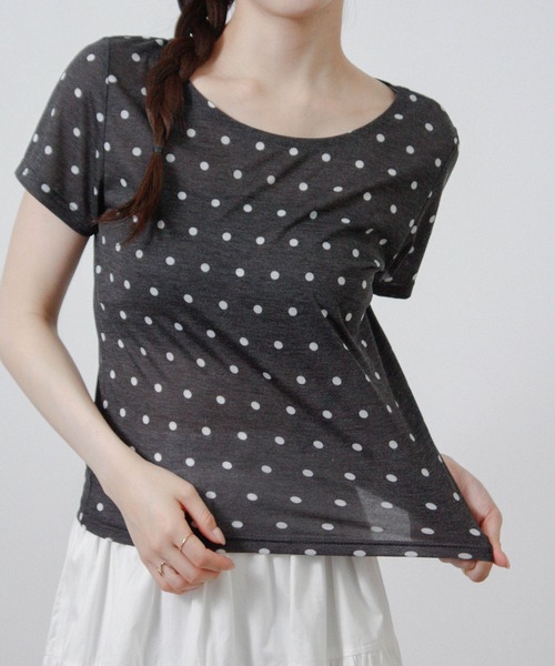 Social GIRL（ソーシャルガール）の「ドット シアーTシャツ 半袖Tシャツ（Tシャツ/カットソー・レディース・ブラック/グレー/オフホワイト・M）」の17枚目の写真