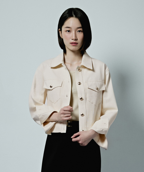 MIND BRIDGE WOMEN（マインドブリッジウーマン）の「[W][COUTURE]ニットミックストラッカー - 2カラー（デニムジャケット・レディース・ブラック・55/66）」の3枚目の写真