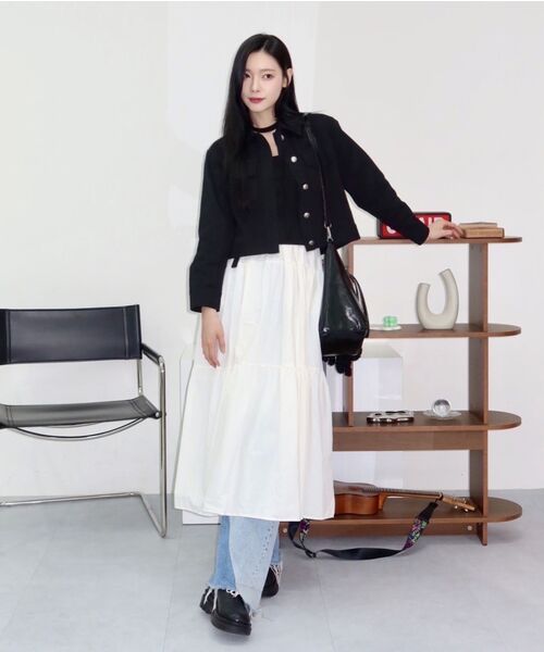 MIND BRIDGE WOMEN（マインドブリッジウーマン）の「[W][COUTURE]ニットミックストラッカー - 2カラー（デニムジャケット・レディース・ブラック・55/66）」の16枚目の写真