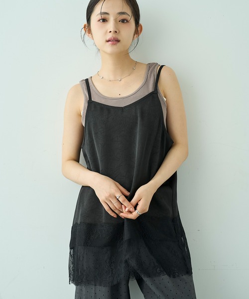 mil(ミル)の「裾レース サテンキャミソール【588202】(キャミソール・レディース・アイボリー/ブラック・XS/S)」の20枚目の写真