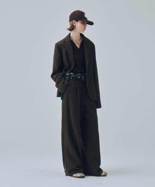 Classic Wool Blend Tweed Straight Slacks / クラシックウール