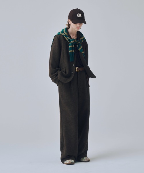 soerte(ソエルテ)の「Classic Wool Blend Tweed Straight Slacks / クラシックウールブレンドツイードストレートスラックス(スラックス・メンズ・ブラック/ブラウン・3/2/1)」の19枚目の写真
