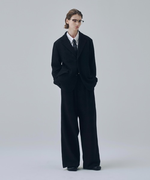 soerte(ソエルテ)の「Classic Wool Blend Tweed Straight Slacks / クラシックウールブレンドツイードストレートスラックス(スラックス・メンズ・ブラック/ブラウン・3/2/1)」の21枚目の写真