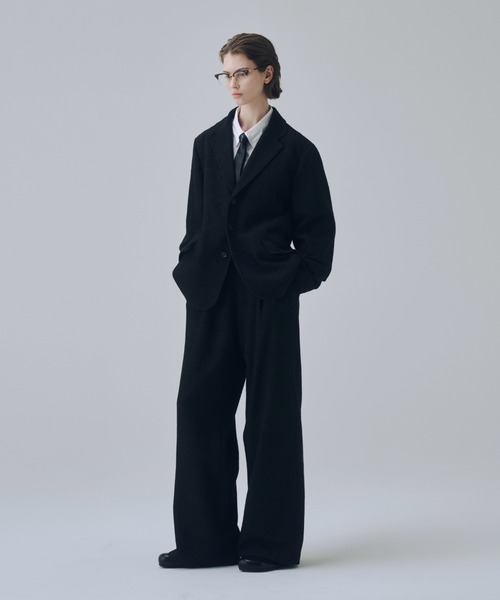 soerte(ソエルテ)の「Classic Wool Blend Tweed Straight Slacks / クラシックウールブレンドツイードストレートスラックス(スラックス・メンズ・ブラック/ブラウン・3/2/1)」の5枚目の写真
