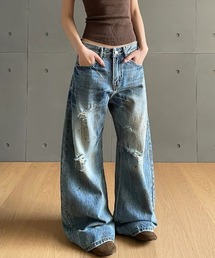 ヴィンテージウォッシュワイドデニムパンツ