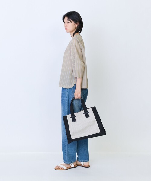 LOISIR(ロワズィール)の「額縁配色バッグ(トートバッグ・レディース・ホワイト×ブラック/ブラウン系その他・FREE)」の7枚目の写真