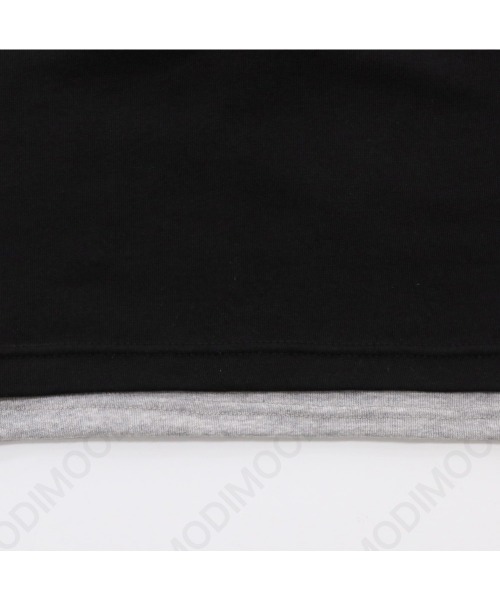 modimood(モディムード)の「フェイクレイヤードカラーブロックヘンリーネック半袖Tシャツ(Tシャツ/カットソー・レディース・アイボリー/ブラック・FREE)」の7枚目の写真